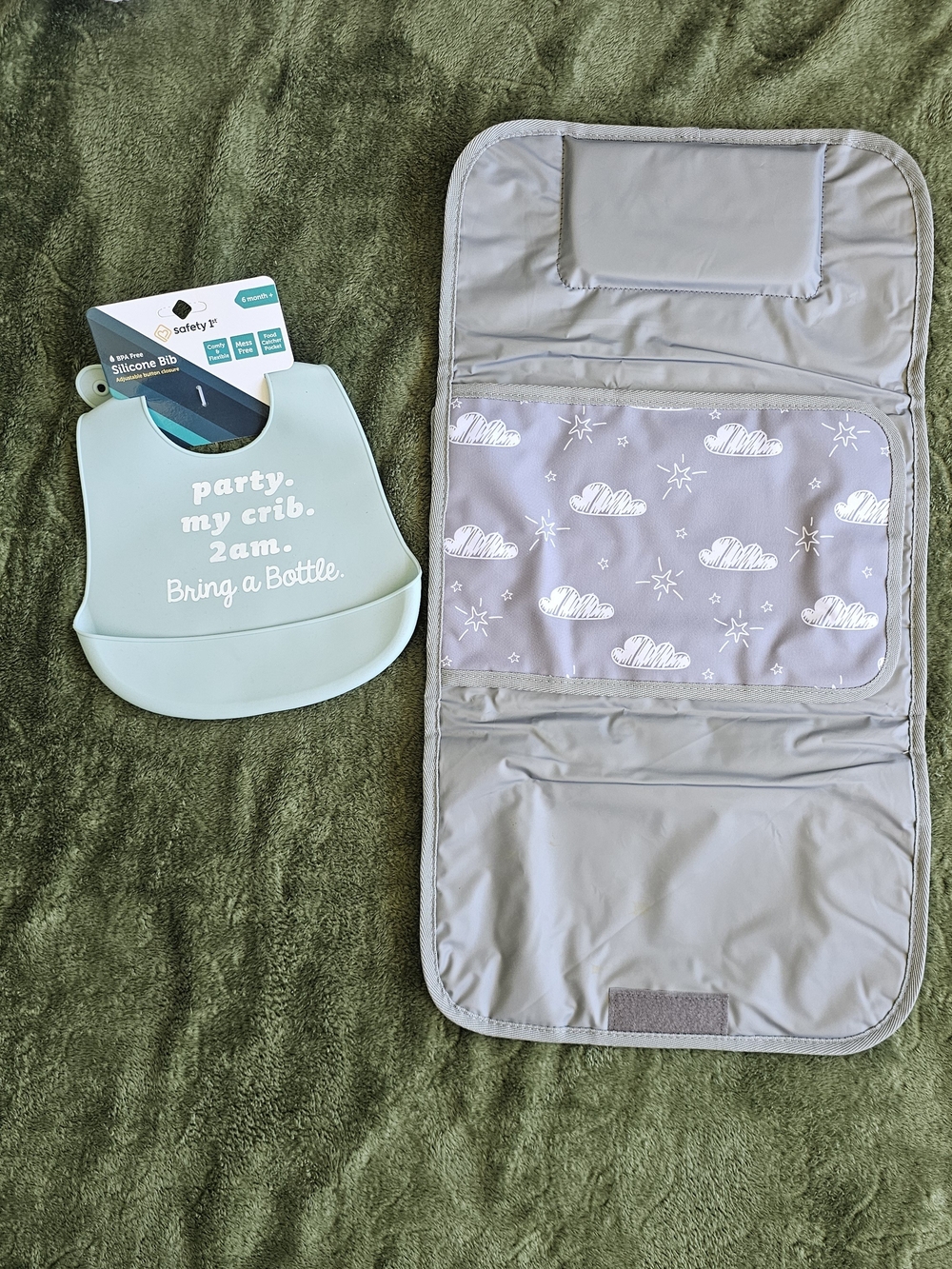 Baby Stuff Silcone Bib And Phoebus Baby Travel Changing Pad New And Like New